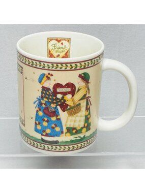 Debbie Mumm Friendship Mug With Heartwarming Quote & Folk Art Design 14 oz